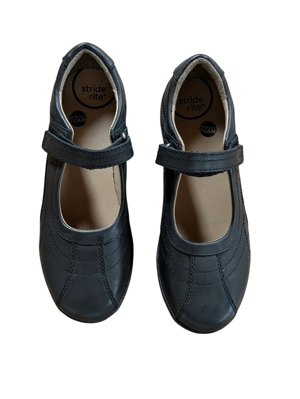 Stride Rite Claire Black Leather Mary Jane Flats Size 3.5